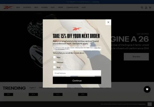 SEO report screenshot for reebok.com