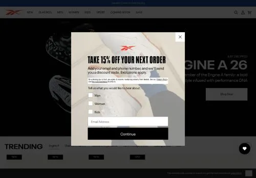 SEO report screenshot for reebok.com